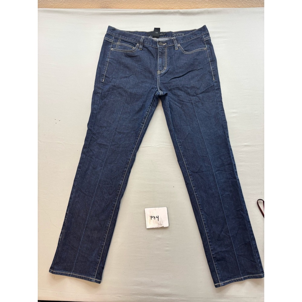 Calvin Klein Jeans Womens 32/14 Skinny Dark Wash Denim Blue Pants 734